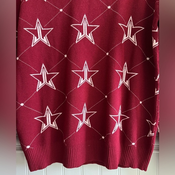 JEFFREE STAR Fashion Maroon Knit Crewneck Pullover Sweater Size Lg - Picture 3 of 9